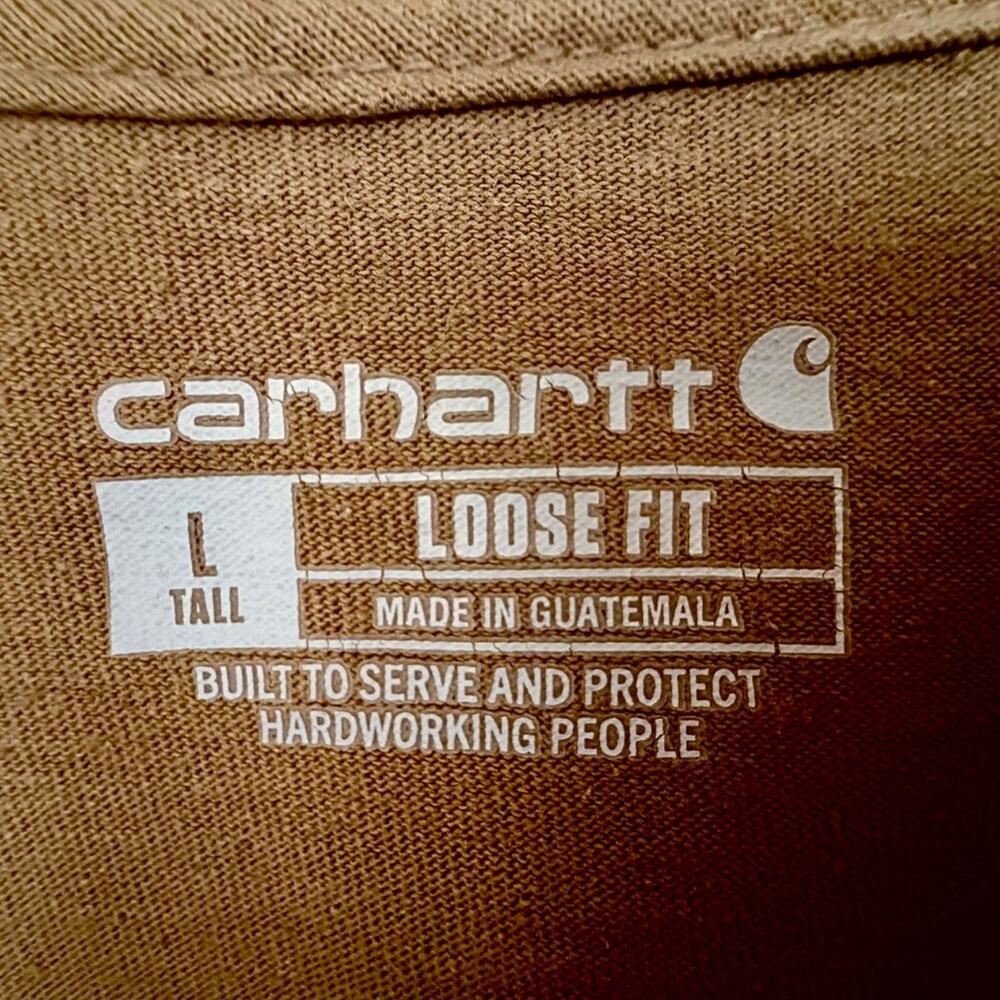 Carhartt K87 Heavyweight Pocket T Shirt Desert Brown Mens L Tall - Picture 3 of 7